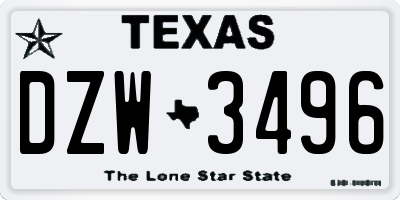 TX license plate DZW3496