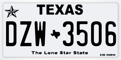 TX license plate DZW3506