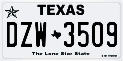 TX license plate DZW3509