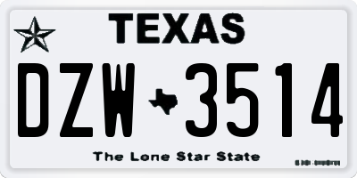 TX license plate DZW3514