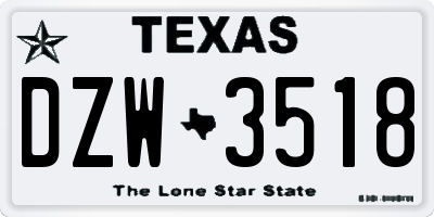 TX license plate DZW3518