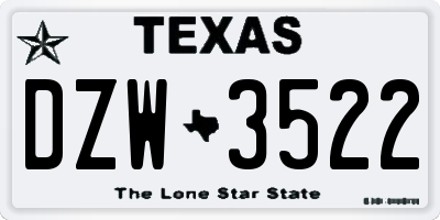 TX license plate DZW3522