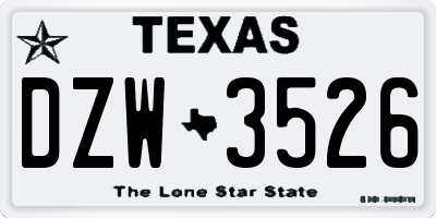 TX license plate DZW3526