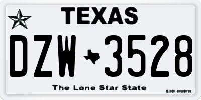 TX license plate DZW3528