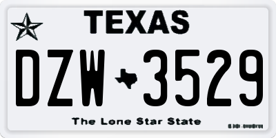 TX license plate DZW3529