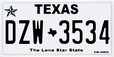 TX license plate DZW3534