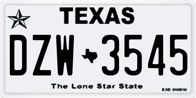 TX license plate DZW3545