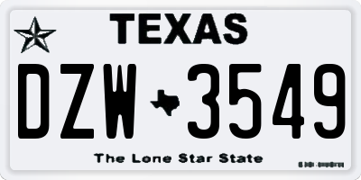 TX license plate DZW3549