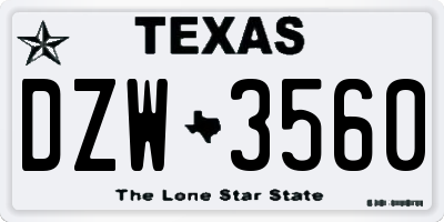 TX license plate DZW3560