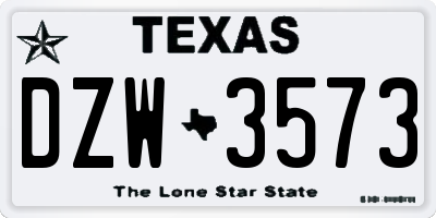 TX license plate DZW3573