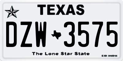 TX license plate DZW3575