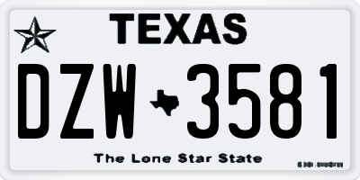 TX license plate DZW3581