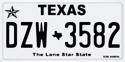 TX license plate DZW3582