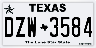 TX license plate DZW3584