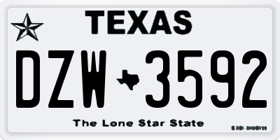 TX license plate DZW3592