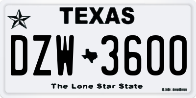 TX license plate DZW3600