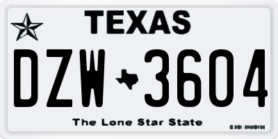 TX license plate DZW3604