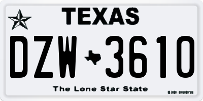 TX license plate DZW3610