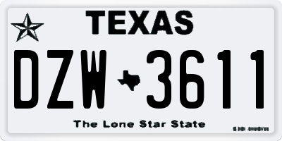 TX license plate DZW3611