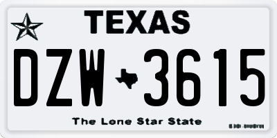 TX license plate DZW3615