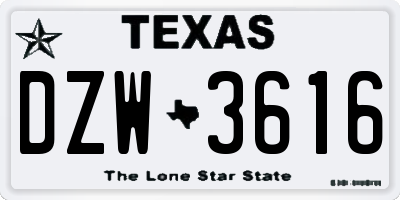 TX license plate DZW3616