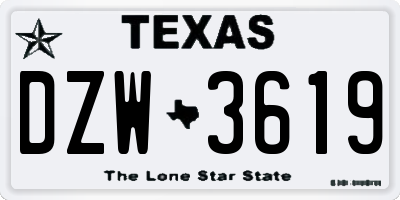 TX license plate DZW3619