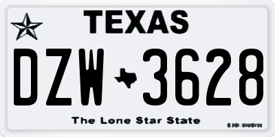 TX license plate DZW3628