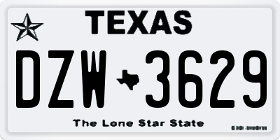 TX license plate DZW3629