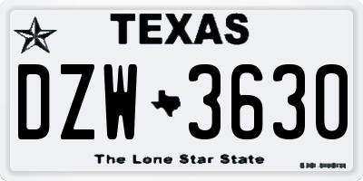 TX license plate DZW3630