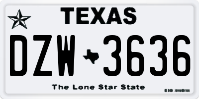 TX license plate DZW3636