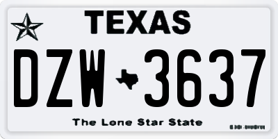 TX license plate DZW3637