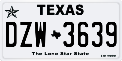 TX license plate DZW3639