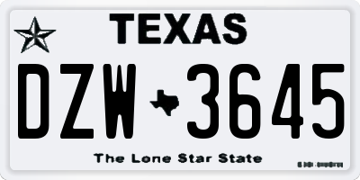 TX license plate DZW3645