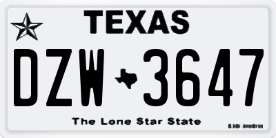 TX license plate DZW3647