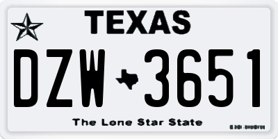 TX license plate DZW3651