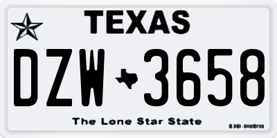 TX license plate DZW3658
