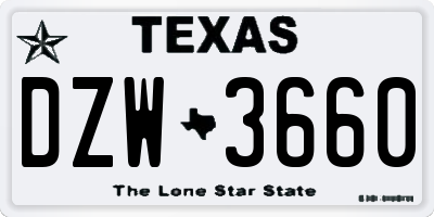 TX license plate DZW3660