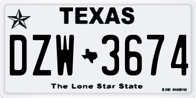 TX license plate DZW3674