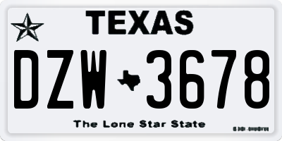 TX license plate DZW3678