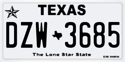 TX license plate DZW3685