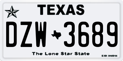 TX license plate DZW3689