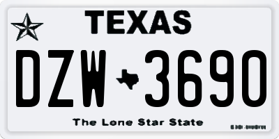 TX license plate DZW3690