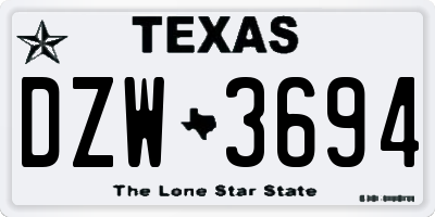 TX license plate DZW3694