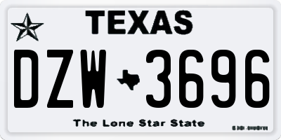 TX license plate DZW3696