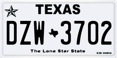 TX license plate DZW3702