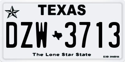 TX license plate DZW3713