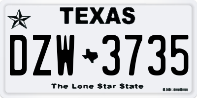 TX license plate DZW3735