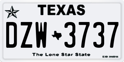 TX license plate DZW3737