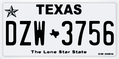TX license plate DZW3756