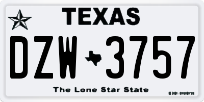 TX license plate DZW3757